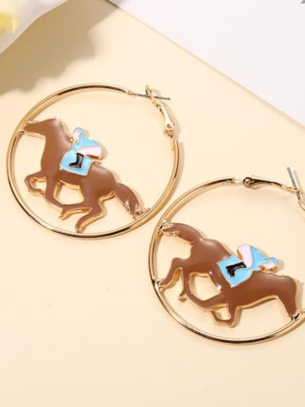 Kentucky Derby Earrings Derby Horse Hoop Earrings Horse‎ Racing Outfits
